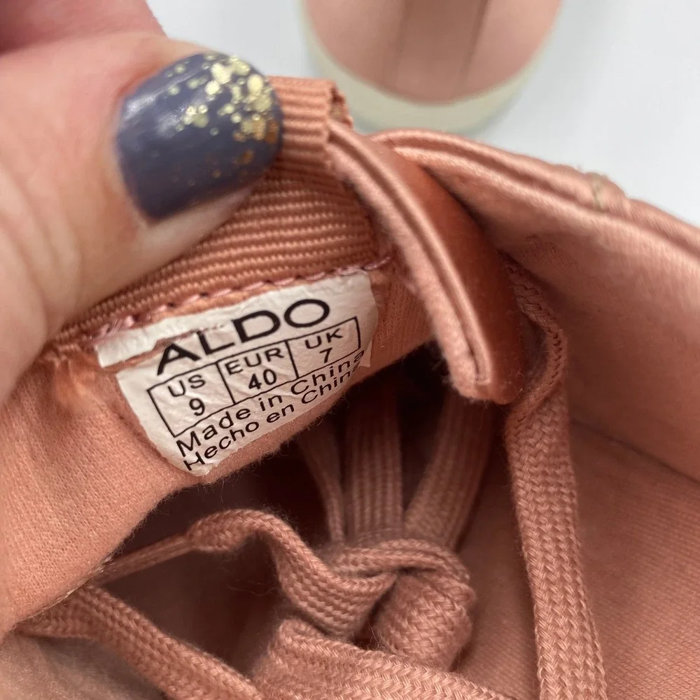 ALDO Rinna Satin Pink Lace Up Low Top‎ Sneakers Women's Shoes Size 9